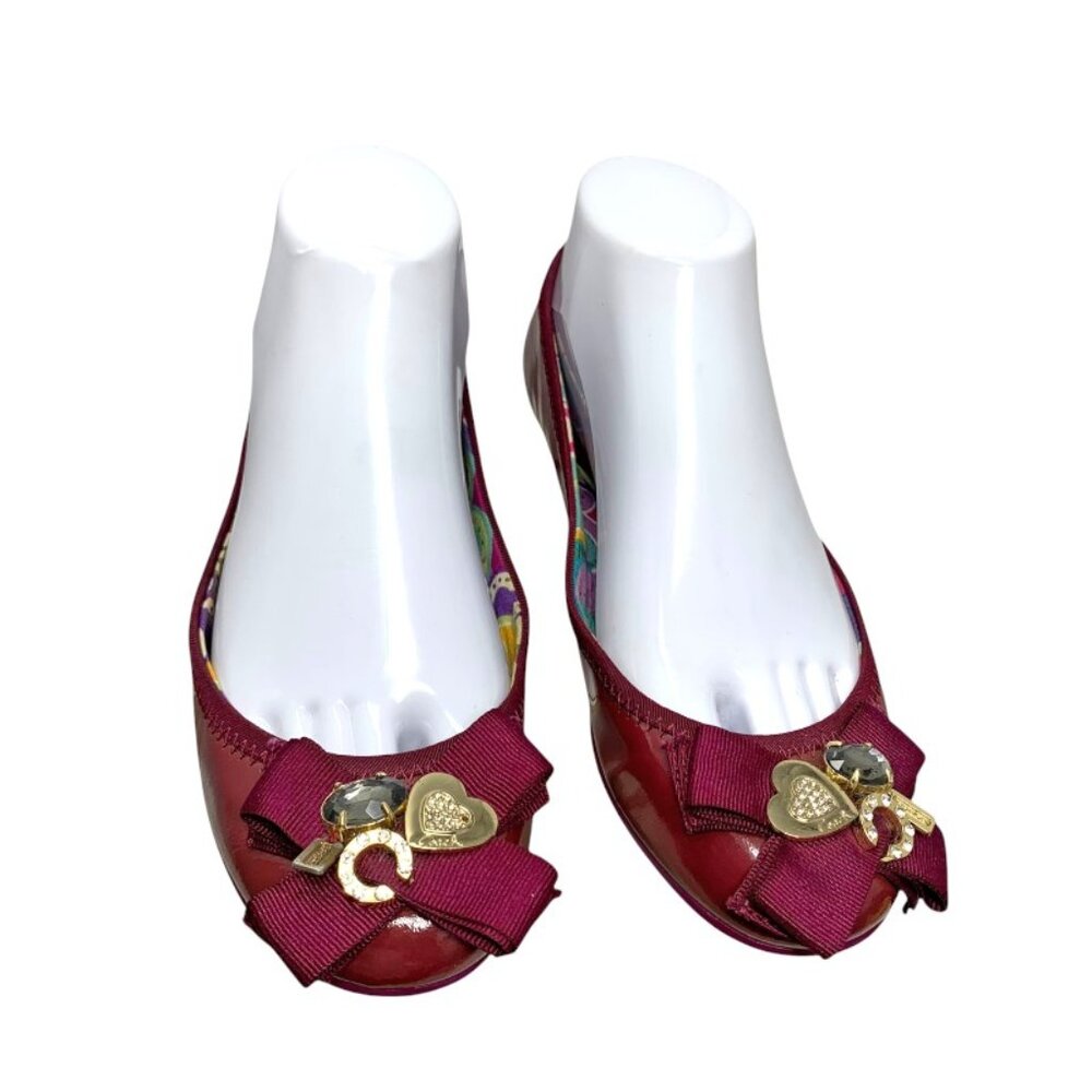 Coach Poppy Caper Magenta Patent Leather Embellished‎ Ballet Flats - Picture 6 of 13